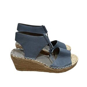 Eileen Fisher Agnes Espadrille Sandal Size 7.5 Blue Leather Minimal Vacation